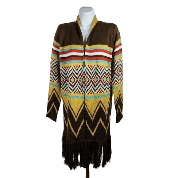 HOT & DELICIOUS WESTERN FRINGED CARDIGAN SWEATER - Picture 1 of 10